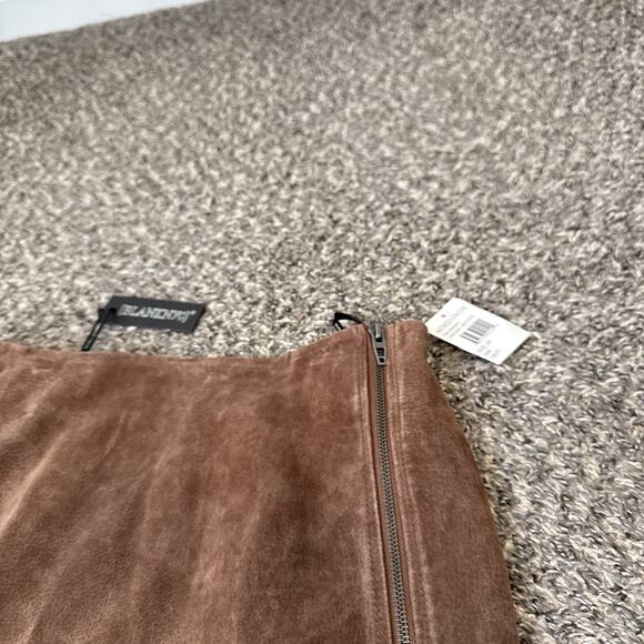 Blank NYC Womens Brown Suede Leather Skirt Mini Size 28 Zip Fall Fashion New - Picture 2 of 5